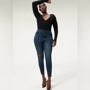 GOOD AMERICAN Rib Deep V Bodysuit | Black | Size 1 | NWT